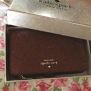 Kate Spade ♤ new glitter fabric deep nava wallet ❣ offers!